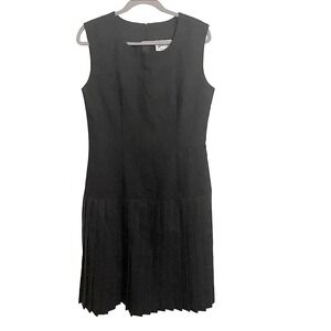 Jeffrey Dara dress‎ size 9 pleated bottom fit and flare black vtg modest